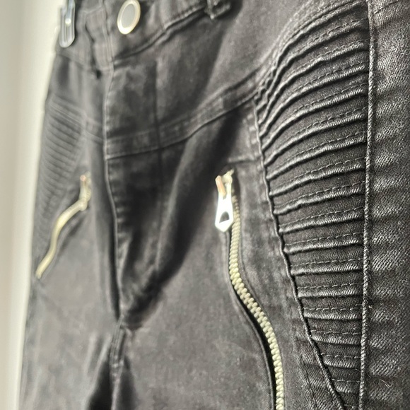 Zara Basics Moto Style Black Denim Skinny Jeans Size 8 - Picture 9 of 10
